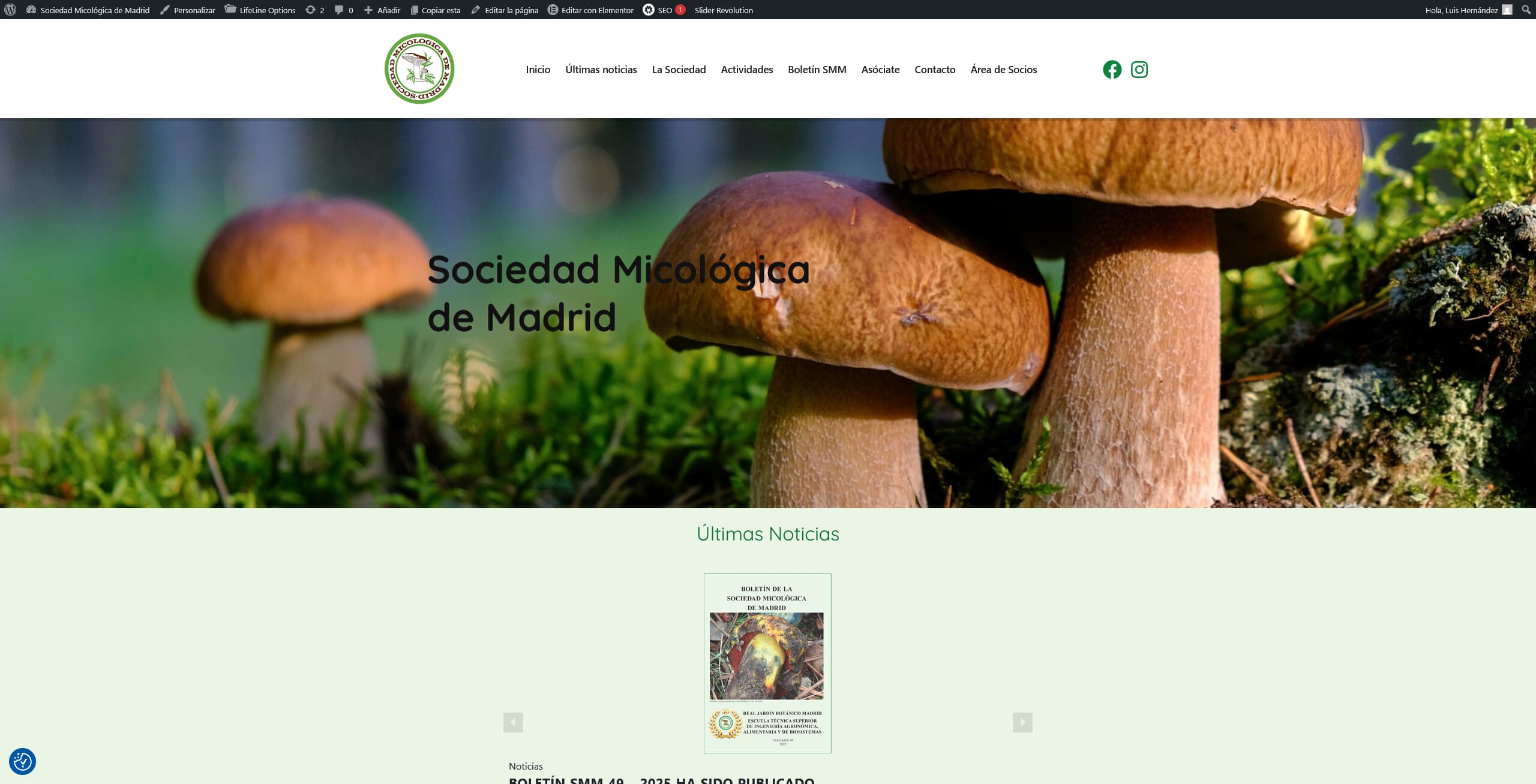 diseño web sociedad micológica Madrid